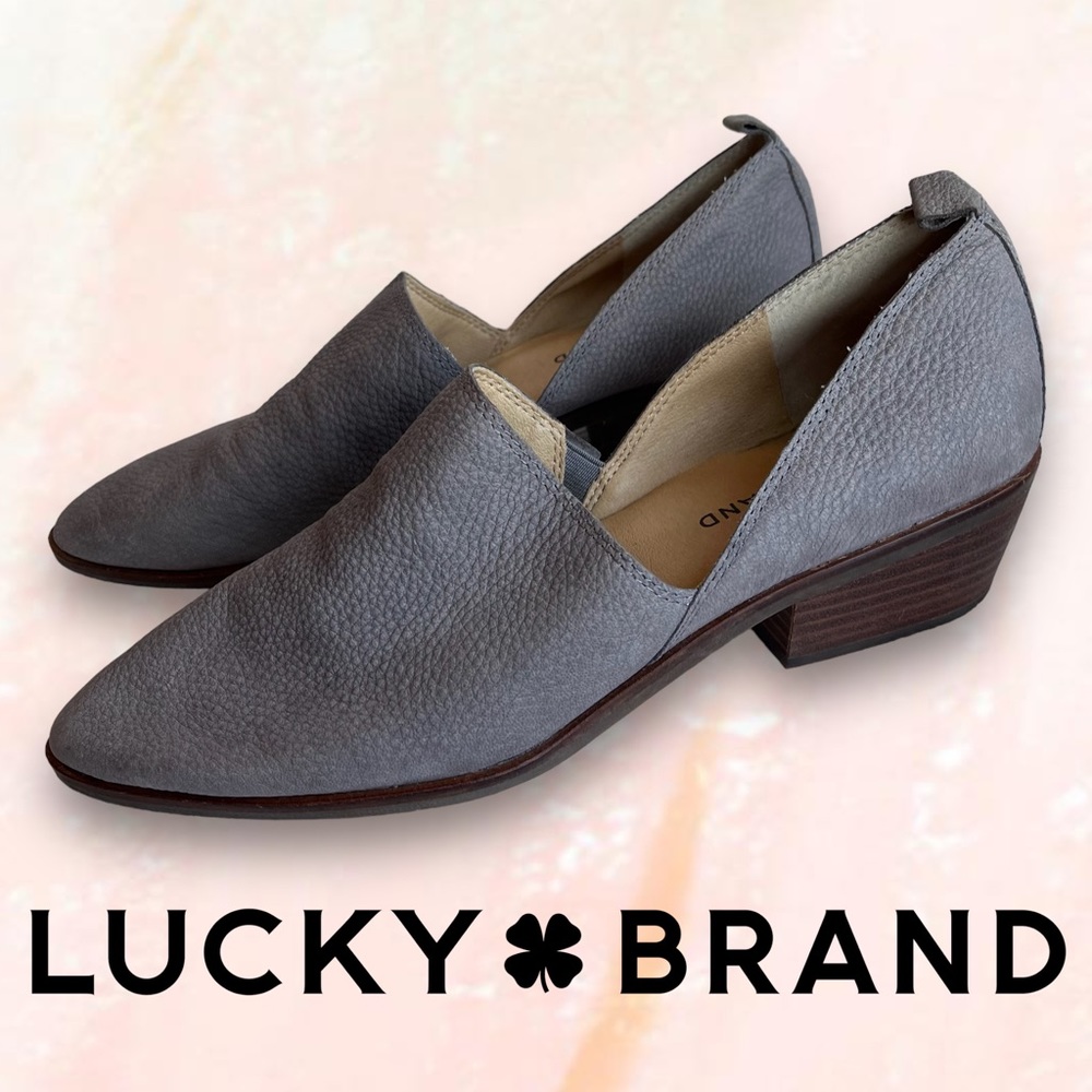 Lucky Brand Morriah Leather Flats Loafers Grey Size 9.5